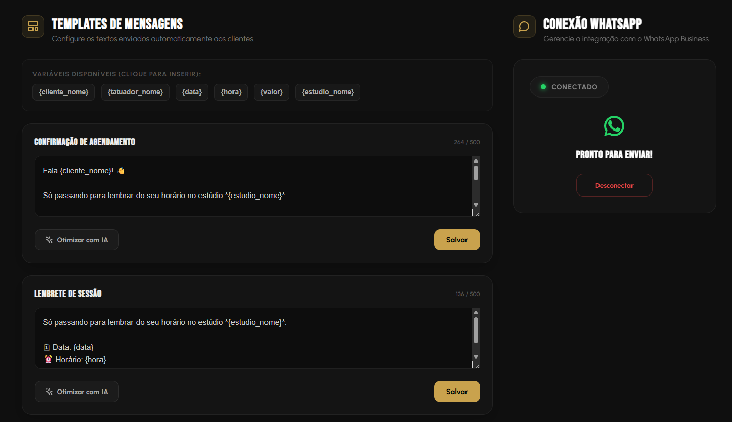 Agenda semanal InkBook com agendamentos confirmados